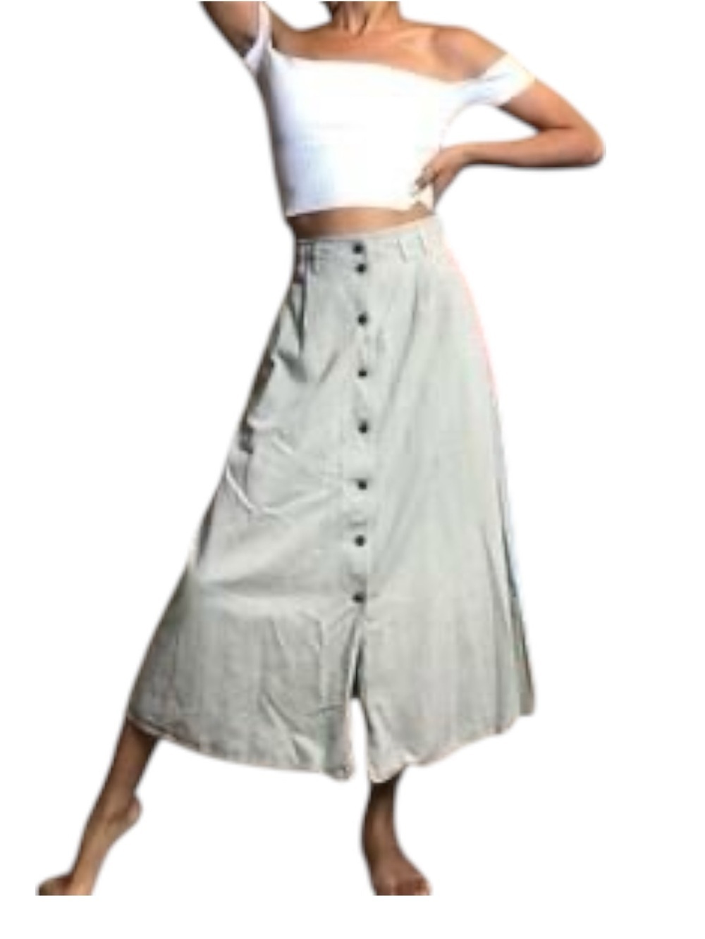 Bugle Boy Vintage 90s Button-Front Khaki Utility Cotton Midi Maxi Skirt S/M 8